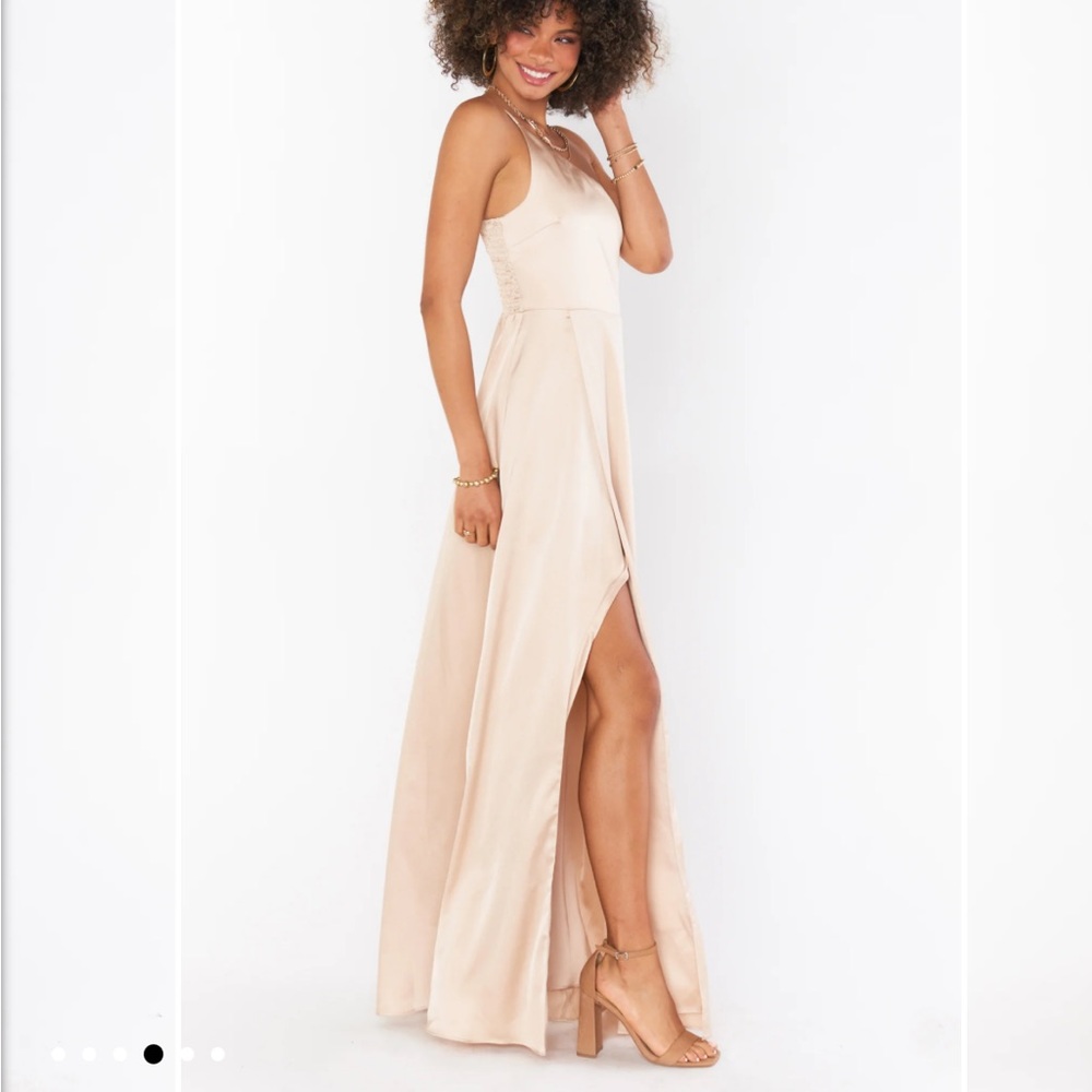 Show Me Your Mumu Shannon One Shoulder Bridesmaid Dress | Champagne Luxe Satin